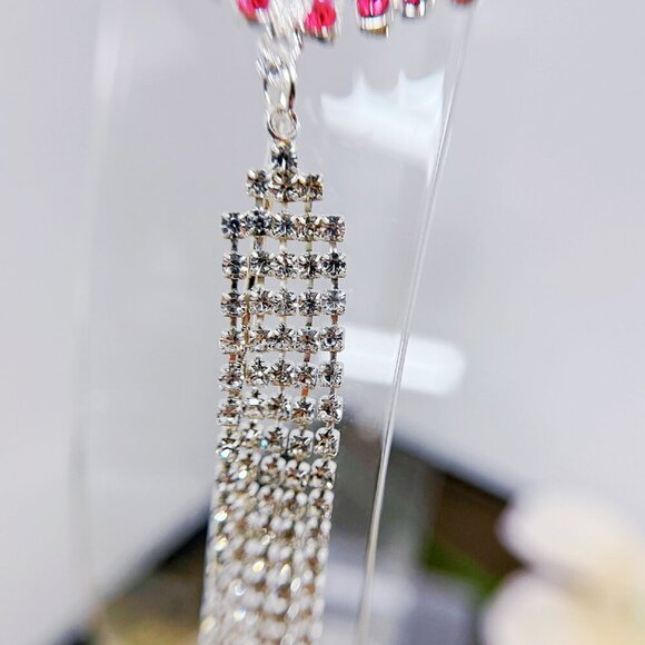 Princess Headband, Crown Wing Headpiece, Pink Crystal Headband, Silver Headband - Picture 5 of 8